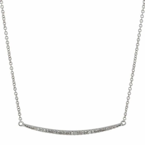 Thin Curved Bar Diamond Necklace - White Gold - Necklaces - Ofina
