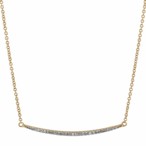 Thin Curved Bar Diamond Necklace - Yellow Gold - Necklaces - Ofina