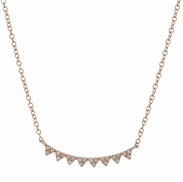 14k Diamond Chevron Necklace - Rose Gold - Necklaces - Ofina