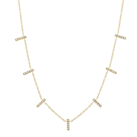 14k Diamond Multi-Bar Drop Necklace - Yellow Gold - Necklaces - Ofina