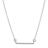 Thin Diamond Bar Necklace - White Gold - Necklaces - Ofina