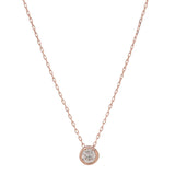 14k Solid Gold Single Diamond Bezel Necklace - - Necklaces - Ofina