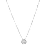 14k Solid Gold Single Diamond Bezel Necklace - 3mm / White Gold - Necklaces - Ofina