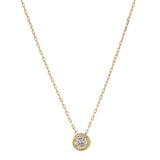 14k Solid Gold Single Diamond Bezel Necklace - 3mm / Yellow Gold - Necklaces - Ofina