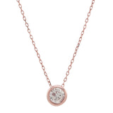 14k Solid Gold Single Diamond Bezel Necklace - - Necklaces - Ofina