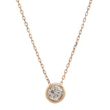 14k Solid Gold Single Diamond Bezel Necklace - 5mm / Yellow Gold - Necklaces - Ofina
