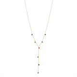 Tiny Garnet Stone Y-Drop Necklace - - Necklaces - Ofina