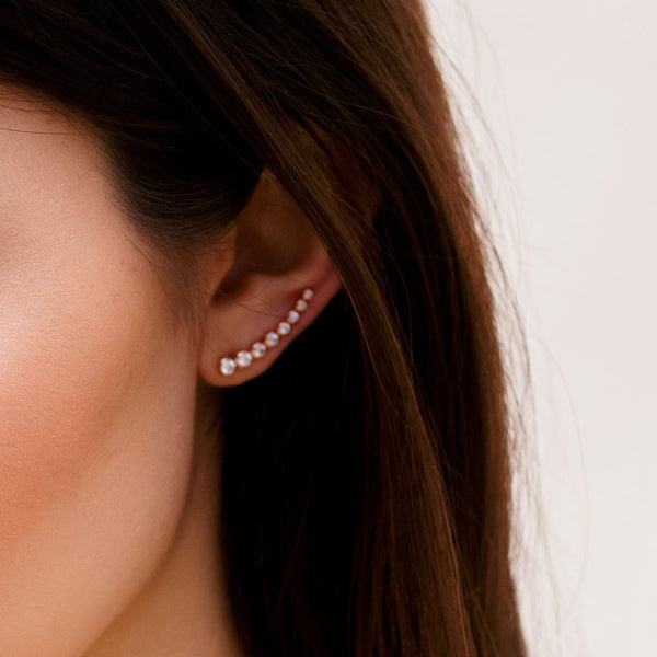 SALE - 24mm Graduated CZ Circles Ear Crawler - - Earrings - Ofina