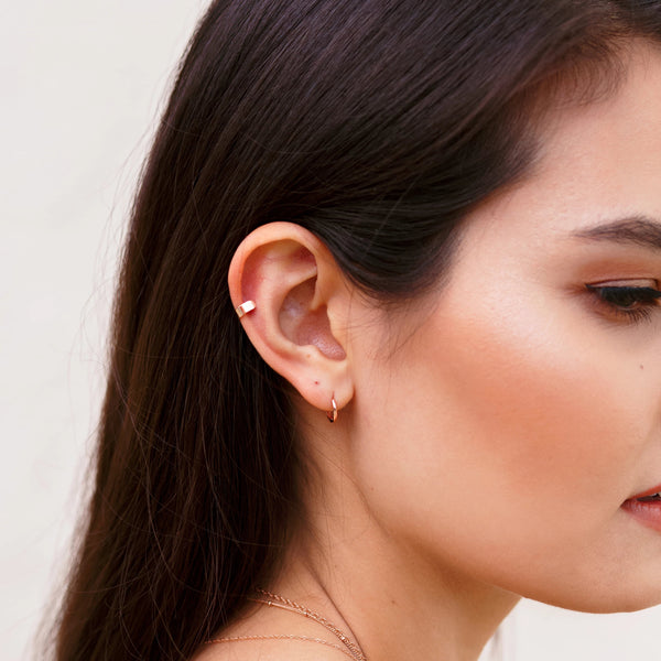 10k Solid Gold Huggie Hoops - - Earrings - Ofina