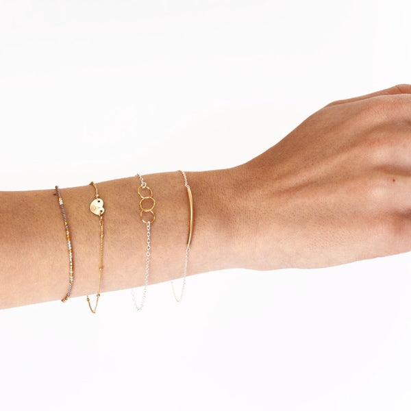 Tiny Triple Diamond Cut Circles Bracelet - - Bracelets - Ofina