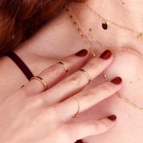 Thick Hammered Band Ring - - Rings - Ofina