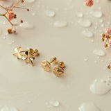 10k Solid Gold CZ Evil Eye Studs - - Earrings - Ofina