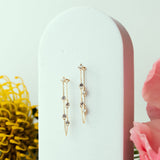 14k Solid Gold Multi-CZ Drop Studs - - Earrings - Ofina