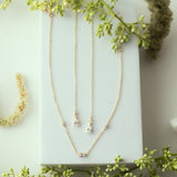 14k Solid Gold CZ Teardrop Ear Threaders - - Earrings - Ofina