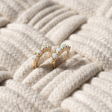 10k Solid Gold Opal Huggies - - Earrings - Ofina