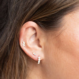 10k Solid Gold Opal Huggies - - Earrings - Ofina