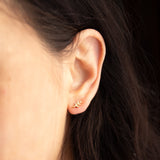 10k Solid Gold CZ Leaves Studs - - Earrings - Ofina