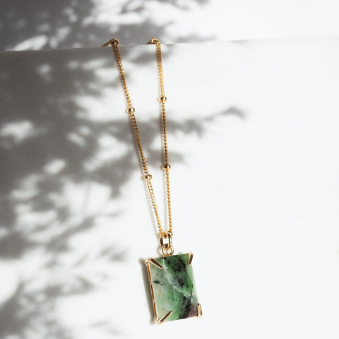 Jade Agate Emerald Necklace - - Necklaces - Ofina