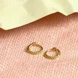 10k Solid Gold Twisted Huggie - - Earrings - Ofina