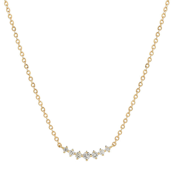 14K Curved Multi Diamond Necklace - - Necklaces - Ofina