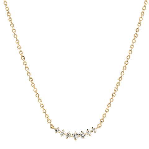 14K Curved Multi Diamond Necklace - - Necklaces - Ofina