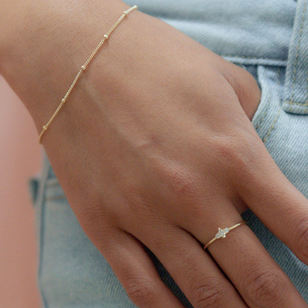 10k Solid Gold Tri-CZ Ring - - Rings - Ofina