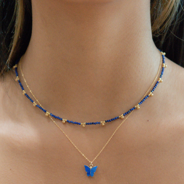 Blue Butterfly Necklace - - Necklaces - Ofina