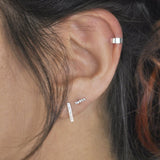 10k Solid Gold CZ Bar Studs - - Earrings - Ofina