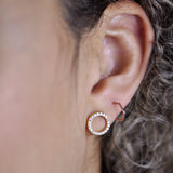 CZ Circle Cutout Studs - - Earrings - Ofina