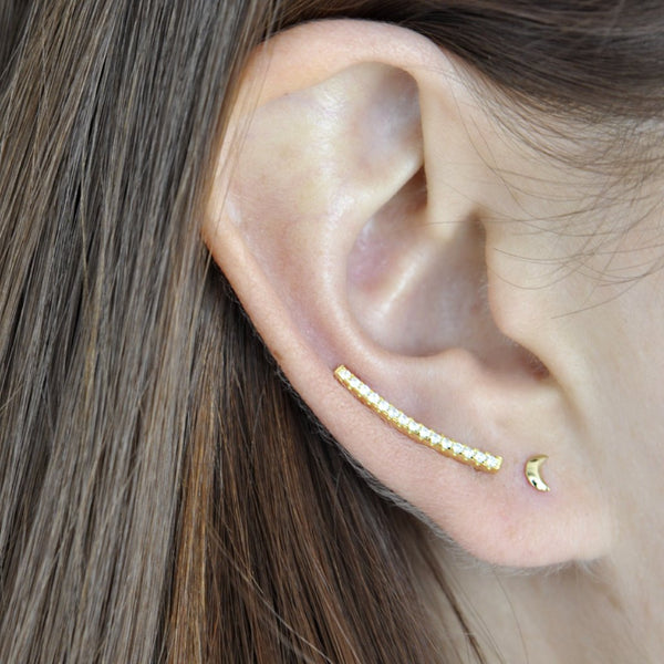 SALE - Curved CZ Ear Crawler - - Earrings - Ofina