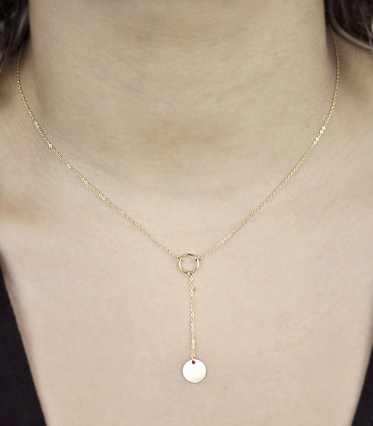 SALE - Y-Drop Disc Necklace - - Necklaces - Ofina