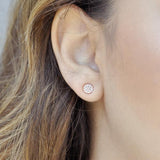 10k Solid Gold CZ Circle Studs - - Earrings - Ofina