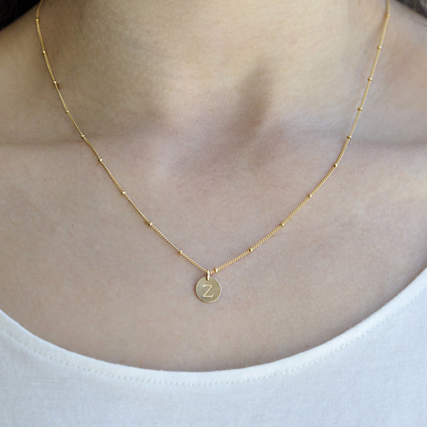 Monogram Necklace on Ball Chain - - Necklaces - Ofina