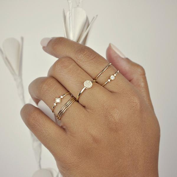 10k Solid Gold CZ Circle Ring -  - Rings - Ofina