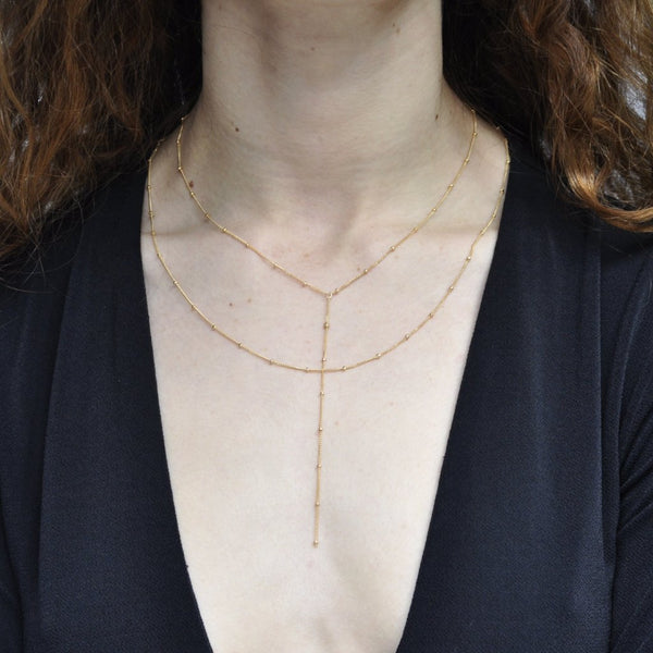 SALE - Y-Drop Ball Chain Necklace - - Necklaces - Ofina
