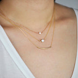 4mm Round CZ Bezel Link Necklace - - Necklaces - Ofina
