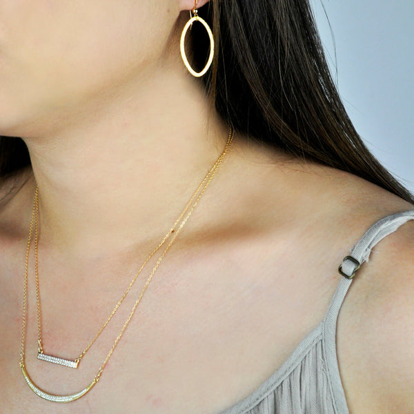 SALE - Brushed Marquise Earrings - - Earrings - Ofina