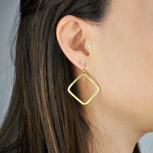 SALE - Open Square Brushed Earrings - - Earrings - Ofina