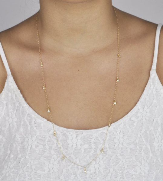 Long CZ Necklace - - Necklaces - Ofina