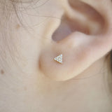 10k Solid Gold CZ Triangle Studs - - Earrings - Ofina