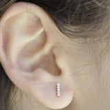10k Solid Gold CZ Bar Studs - - Earrings - Ofina