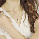 Thin Bar with Off-Center CZ Necklace - - Necklaces - Ofina