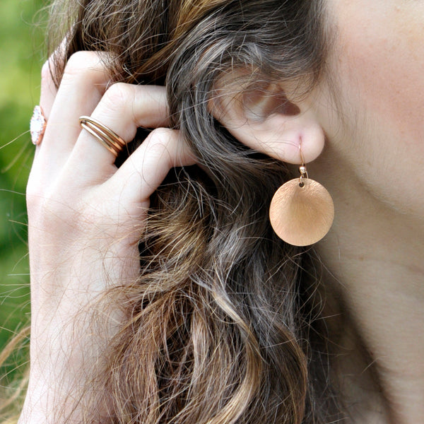 SALE - Brushed Disc Earrings - - Earrings - Ofina