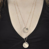 SALE - Brushed Disc Long Necklace - - Necklaces - Ofina