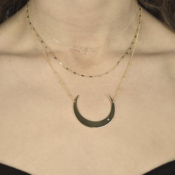 Tiny Diamond Cut Circle Necklace - - Necklaces - Ofina