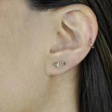 10k Solid Gold Circle Studs - - Earrings - Ofina