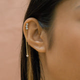 Triple CZ Chain Drop Studs - - Earrings - Ofina