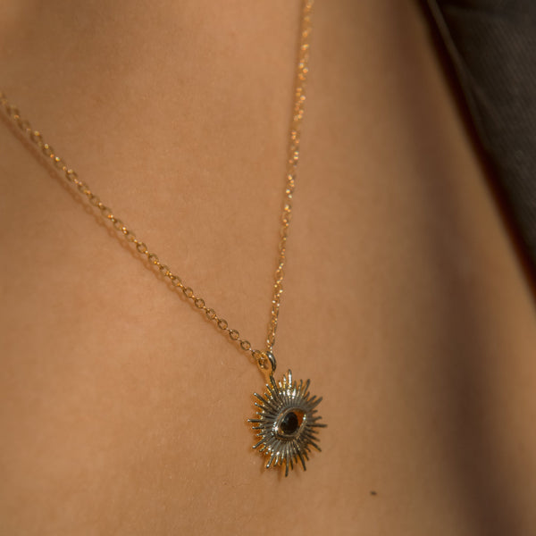Black CZ Evil Eye Starburst Necklace - - Necklaces - Ofina