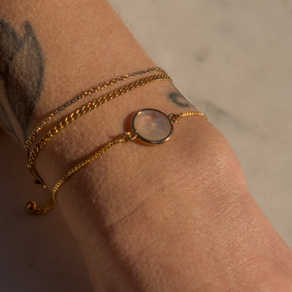 Round Mother of Pearl Adjustable Bracelet - - Bracelets - Ofina