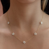 Multi-Daisy Pearl Necklace - - Necklaces - Ofina